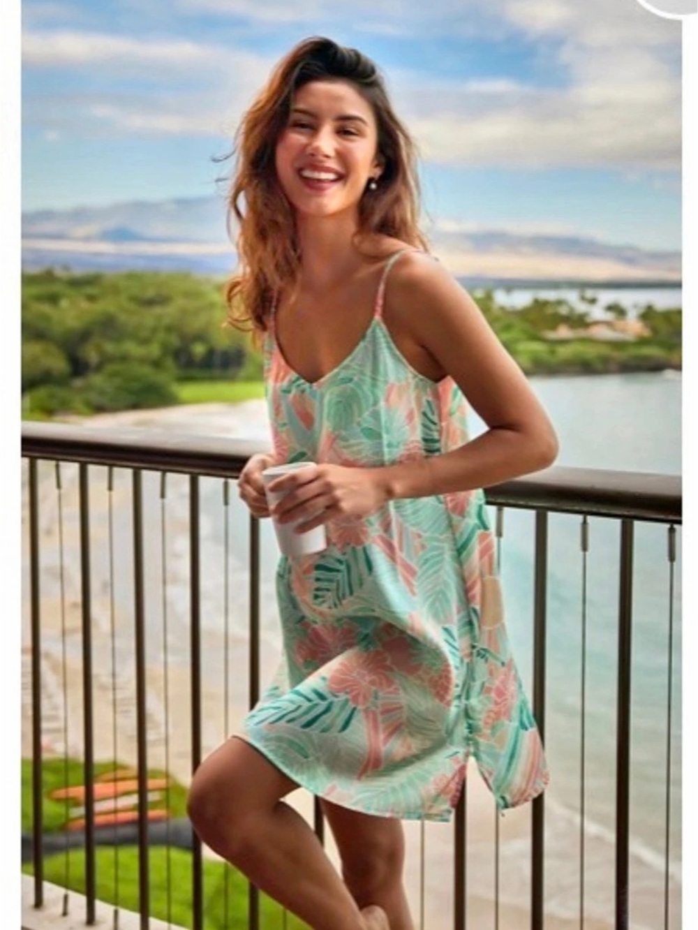 Kenny Flowers Floral Mini Dress in Green & Pink Like New